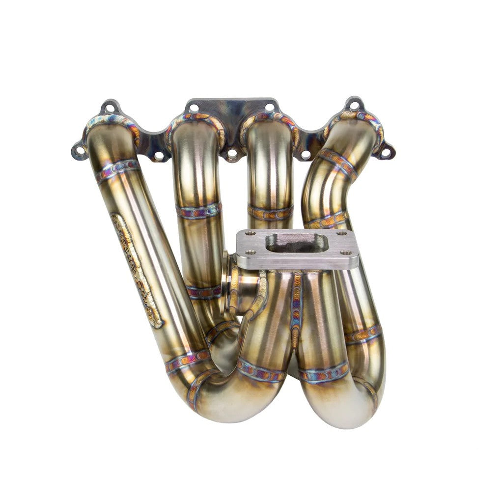 Colector turbo de acero inoxidable SpeedFactory Racing, montaje superior, estilo serie B, brida T3, ancho de 38-40 mm, 2 pernos de ancho