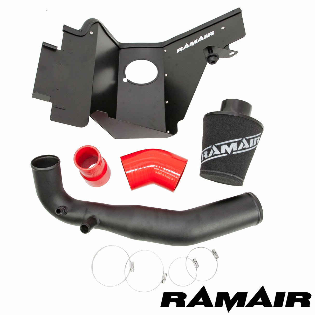 Ramair Performance Foam Induction Kit for 2.3 Ecoboost Ford Mustang - Red Hose