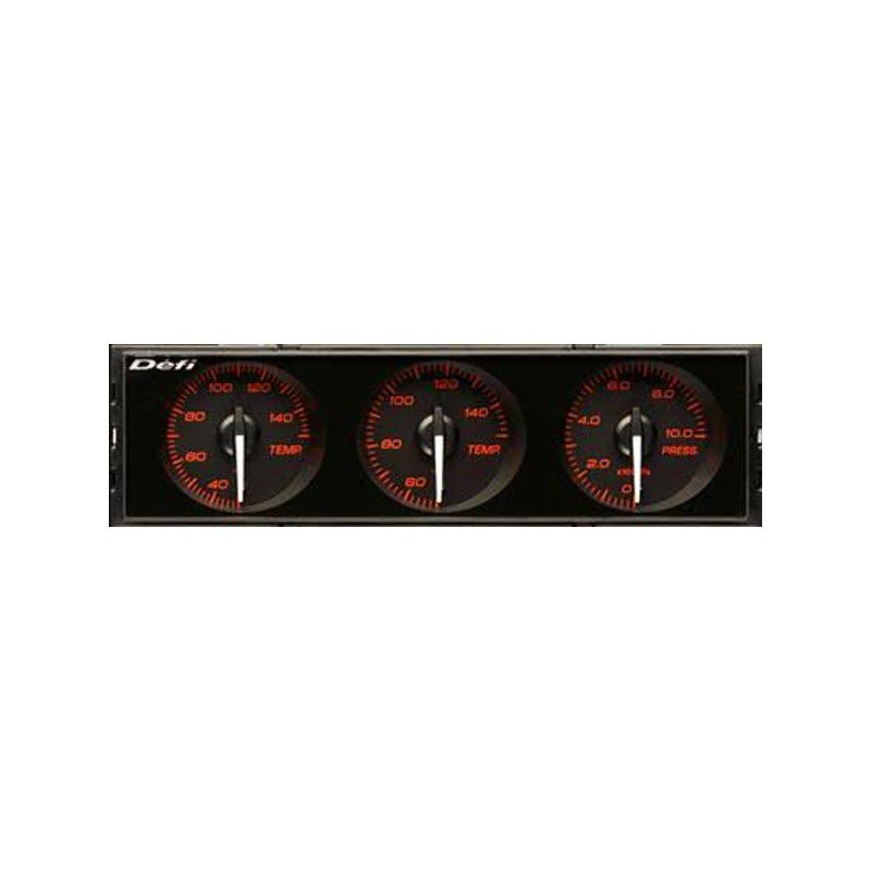 Defi DIN Triple Gauge Cluster - Red Dial, White Arm - torquegt
