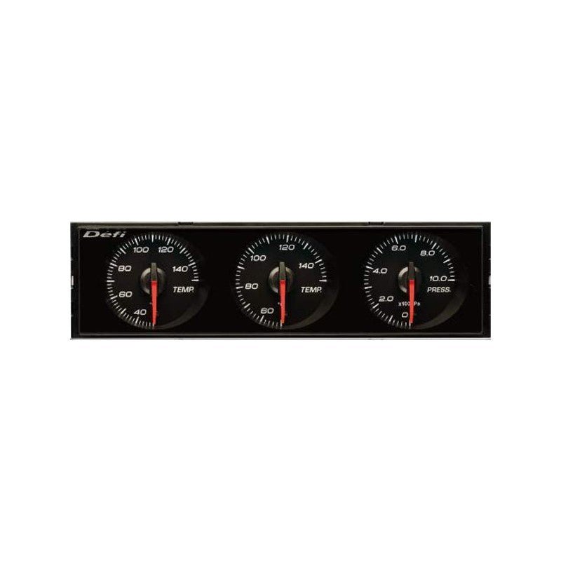 Defi DIN Triple Gauge Cluster - White Dial, Red Arm - torquegt