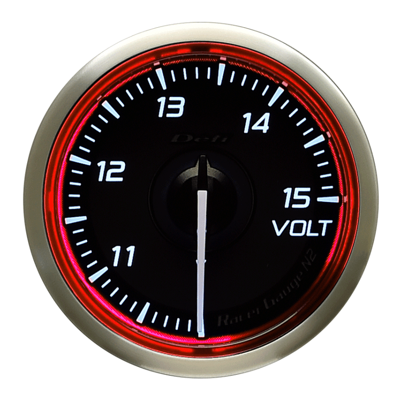 Defi Racer N2 Standalone Gauge - 52mm - Voltage - Red - torquegt