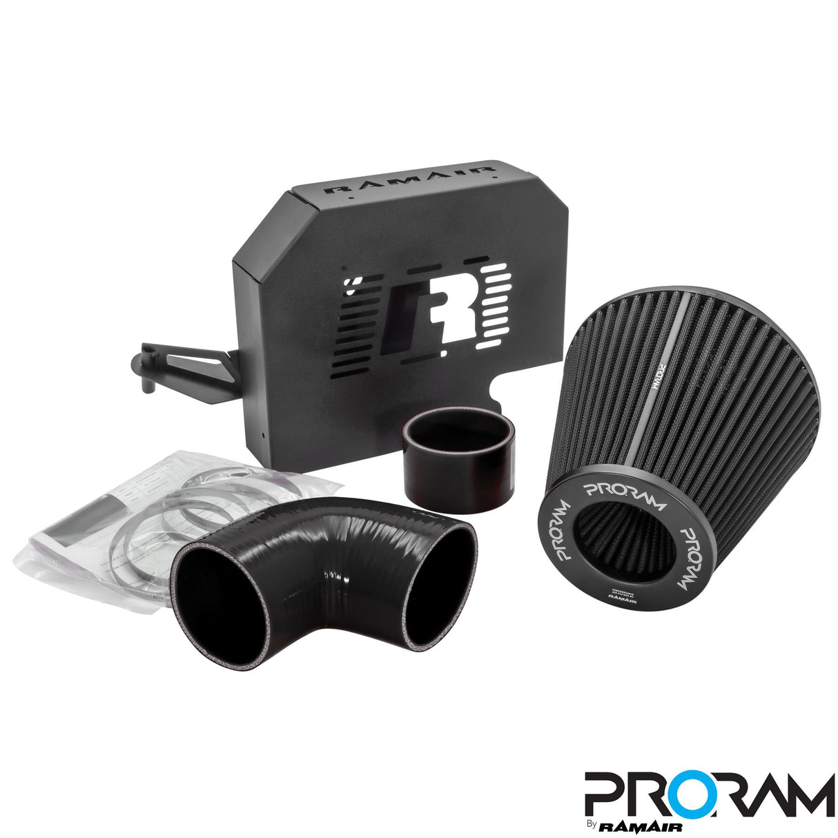 Ramair Performance Pleated Induction Kit for MK2 Focus ST with ECU Holder - Black Hoses