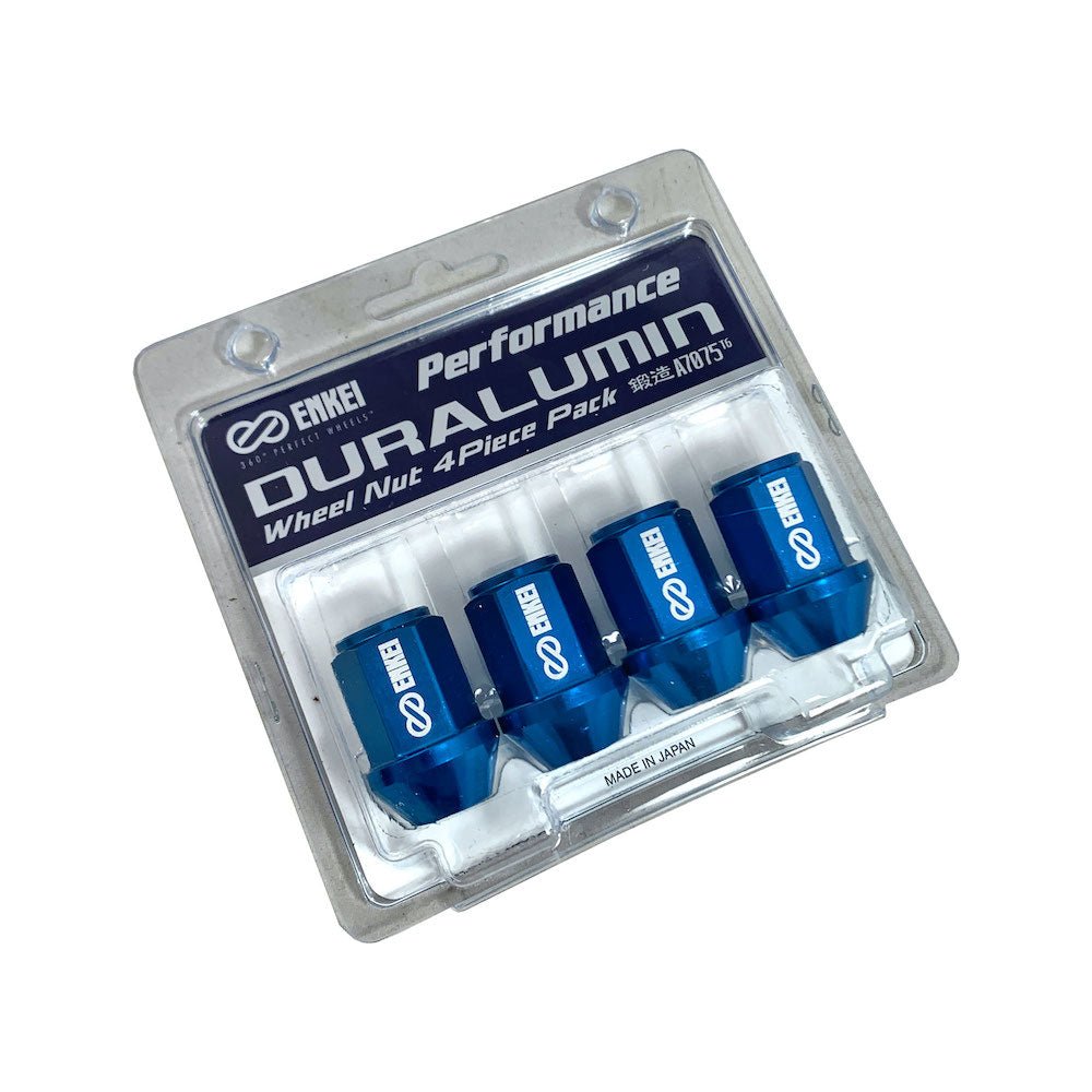 Enkei Duralumin Wheel Nut and Lock Set - Blue - M12x1.5 - 4 - torquegt