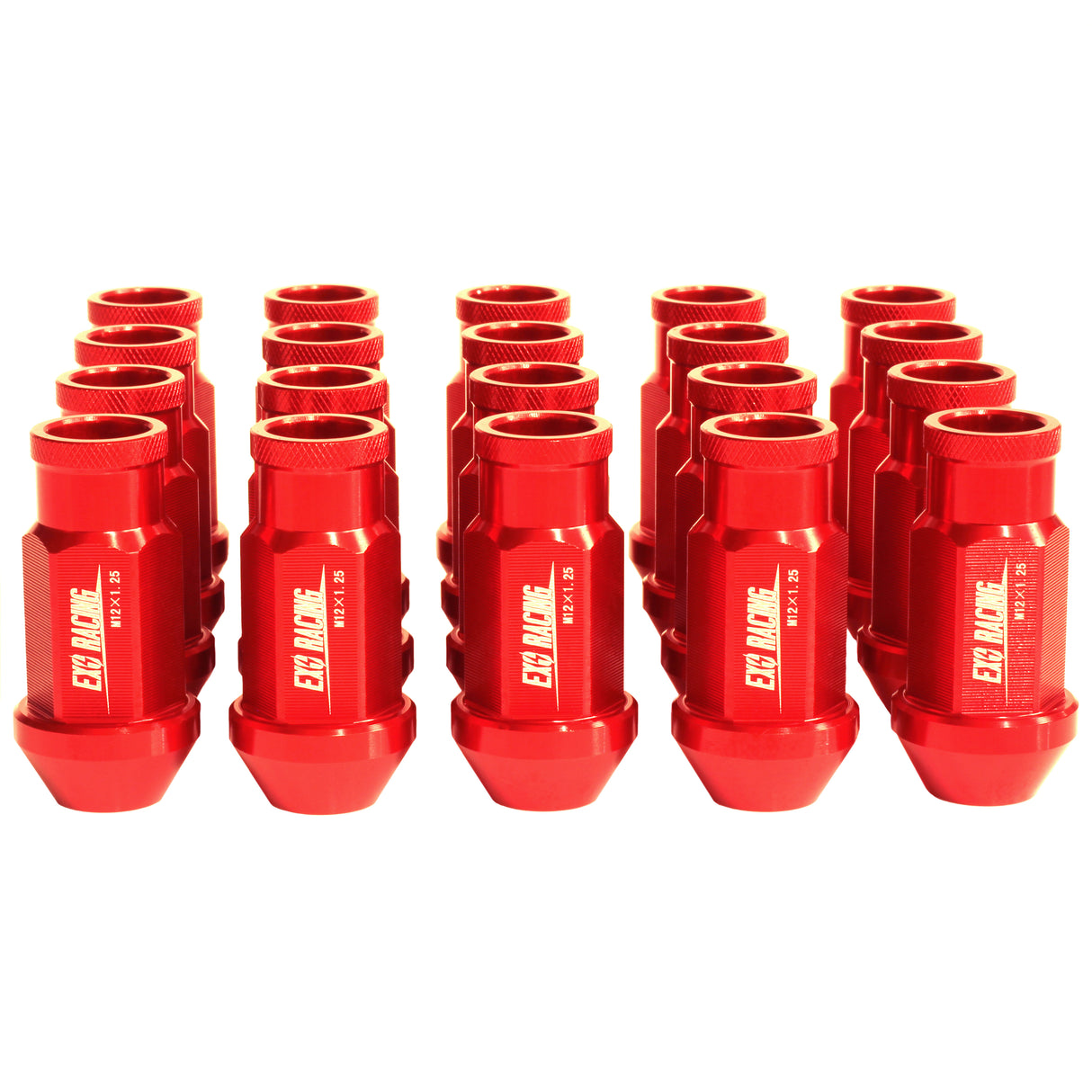 Exoracing Red Wheel Nuts Forged Aluminium, Set of 20 - M12X1.25