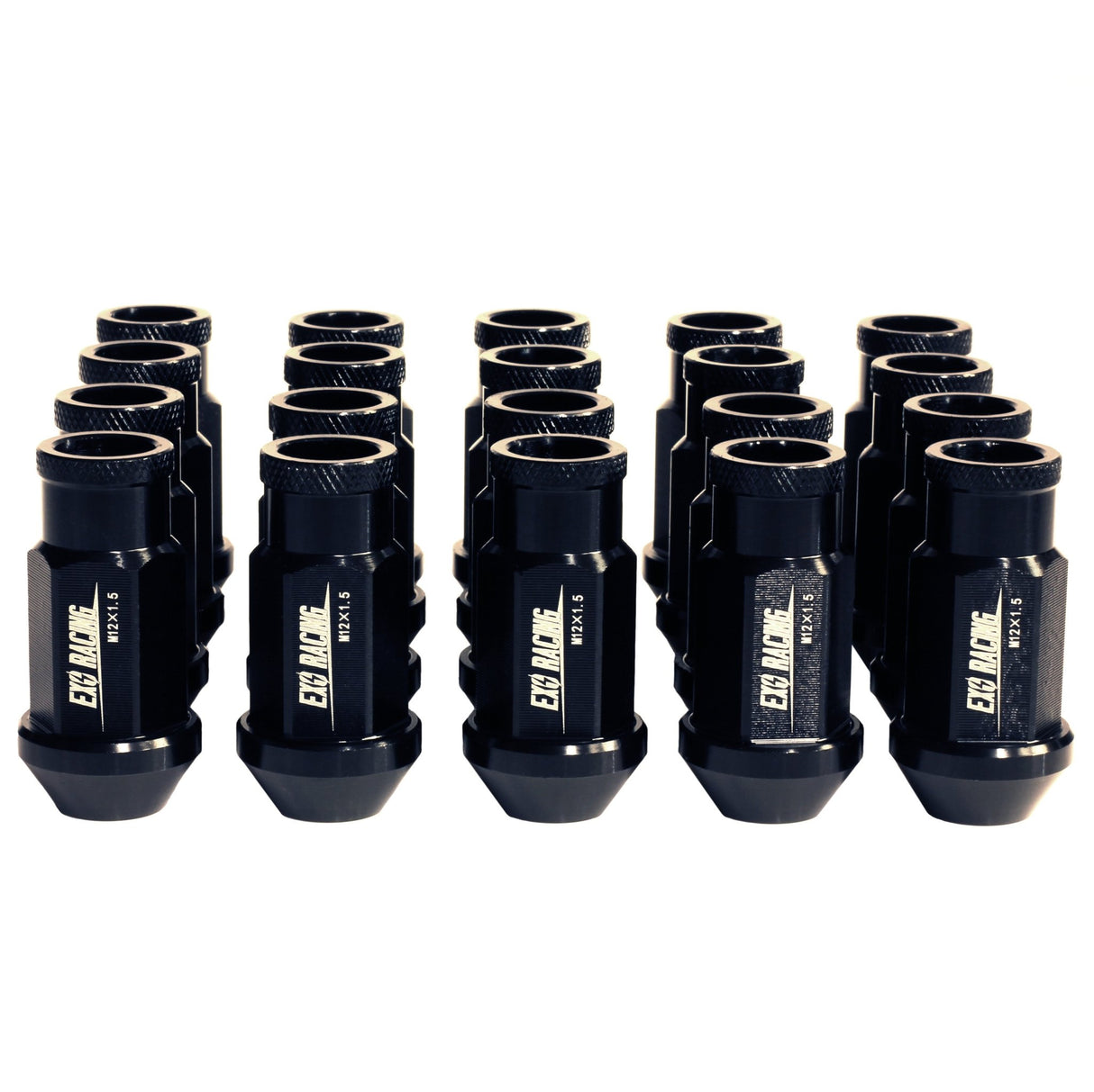 Exoracing Black Wheel Nuts Forged Aluminium, Set of 20 - M12X1.5 - torquegt