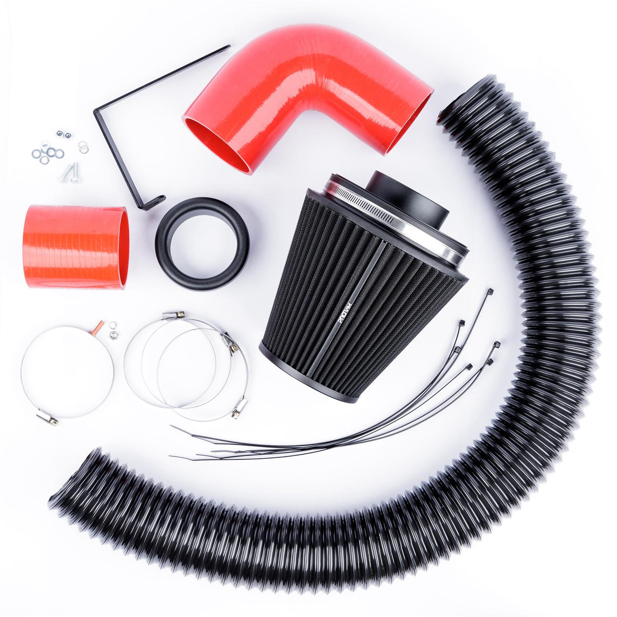 Ramair Performance Pleated Induction Kit for VW MK5 Golf R32 3.2 V6 - Red Hoses