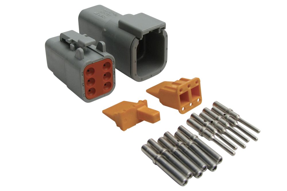 Haltech Plug and Pins Only - Matching Set Deutsch DTM-6 Connectors (7.5 Amp)