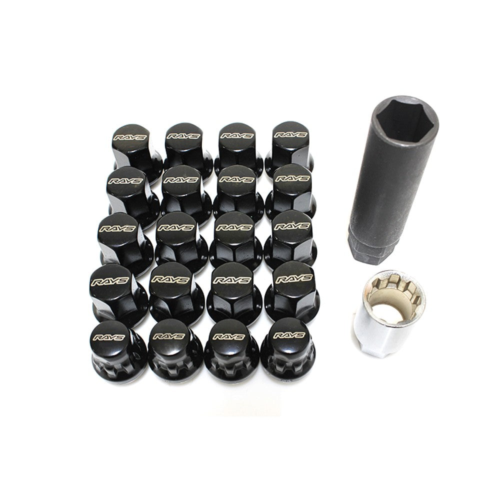 Rays 17HEX Steel Lock and Nut Set-M12x1.5-Black