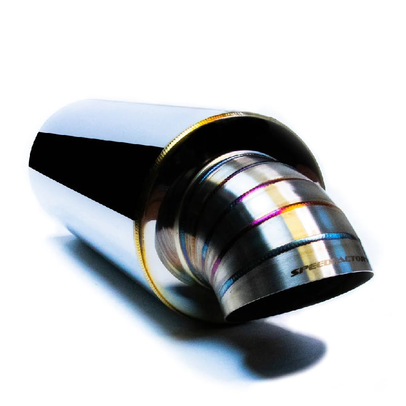SpeedFactory Racing Stainless Steel Muffler 2.5" Inlet With 4" Turndown Tip