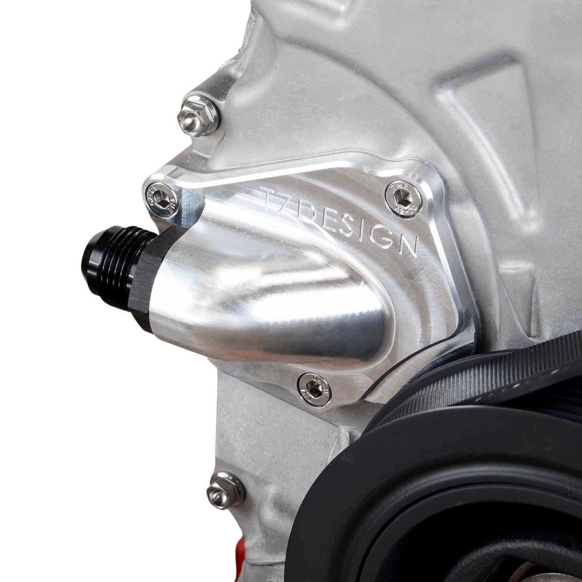 T7Design Honda K20 K24 Timing Chain Tensioner Cover AN12 Turbo Oil Drain - Raw Billet