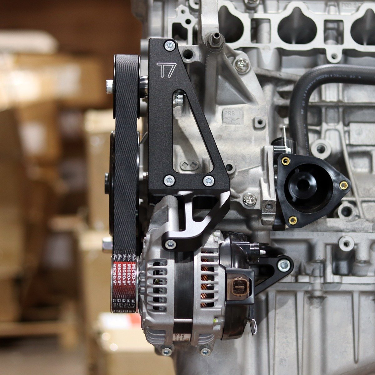 T7Design Honda K20 K24 Alternator Relocation Kit - Black