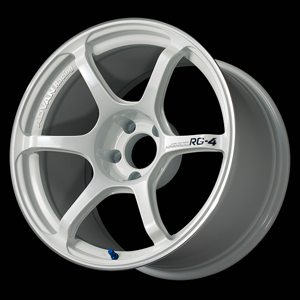Advan RG-4 Alloy Wheel - 18x8.5 ET30 5x114.3 Racing White Metallic and Ring