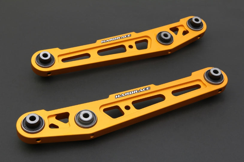 Hardrace Gold Aluminium Rear Lower Control Arms, -40mm Hardened Rubber Shock Bushes - Civic EG