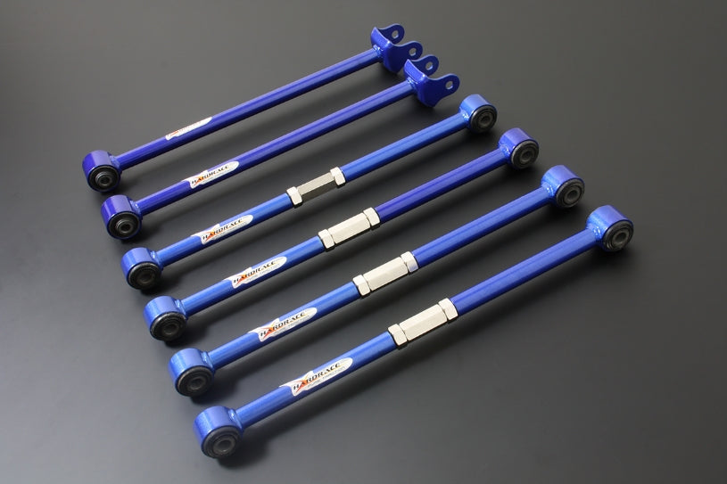 Hardrace Adjustable Rear Lateral And Trailing Arm, Hardened Rubber Bushes, 6pc Set - Corolla E100
