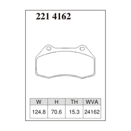 Dixcel Specom Alpha Brake Pads - Front - Clio III RS / Megane II 2.0 RS / Alpine A110 - pad shape diagram