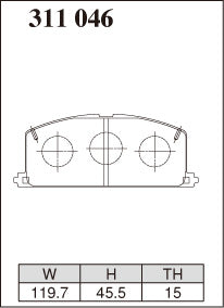 Dixcel S Type Brake Pads - Front - Toyota Corolla AE111 (BZ-G Standard SUS) - pad shape diagram