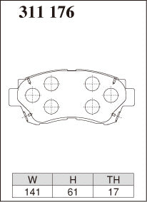 Dixcel Z Type Brake Pads - Front - Toyota Altezza SXE10 (15inch wheel (Fr.275mm DISC)) - pad shape diagram
