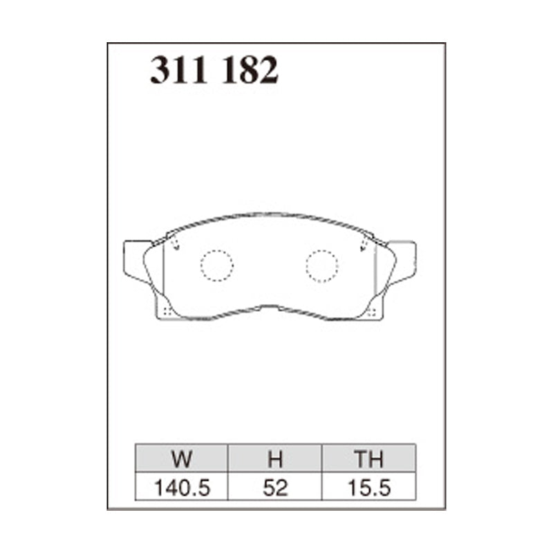 Dixcel Z Type Brake Pads - Front - MR2 SW20 (89/12-91/12) - pad shape diagram