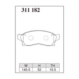 Dixcel Z Type Brake Pads - Front - MR2 SW20 (89/12-91/12) - pad shape diagram