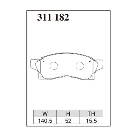 Dixcel Z Type Brake Pads - Front - MR2 SW20 (89/12-91/12) - pad shape diagram