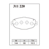 Dixcel Z Type Brake Pads - Front - Soarer JZZ30 - pad shape diagram