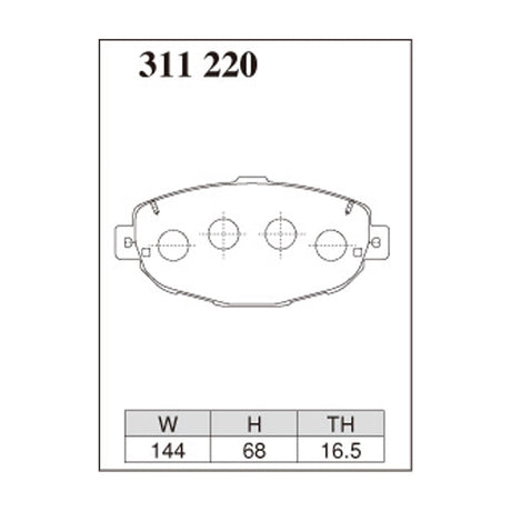 Dixcel Z Type Brake Pads - Front - Soarer JZZ30 - pad shape diagram