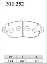Dixcel ES Type Brake Pads - Front - Toyota Crown JZS171W (TURBO) - pad shape diagram