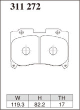 Dixcel Z Type Brake Pads - Front - Toyota Celica ST205 - pad shape diagram