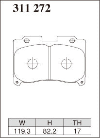 Dixcel M Type Brake Pads - Front - Toyota Celica ST205 - pad shape diagram