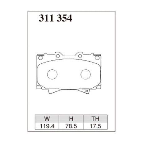 Dixcel Z Type Brake Pads - Front - Land Cruiser UZJ100W/HPJ101K - pad shape diagram