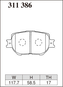 Dixcel S Type Brake Pads - Front - Toyota Crown GRS182 (Royal) - pad shape diagram