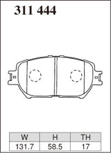 Dixcel M Type Brake Pads - Front - Toyota Crown JZS171 (Athlete) - pad shape diagram