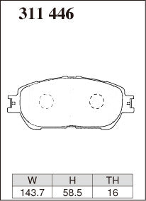 Dixcel ES Type Brake Pads - Front - Toyota Alphard MNH15W - pad shape diagram