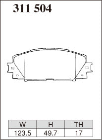 Dixcel S Type Brake Pads - Front - Toyota Aqua NHP10 (2011-2014) - pad shape diagram