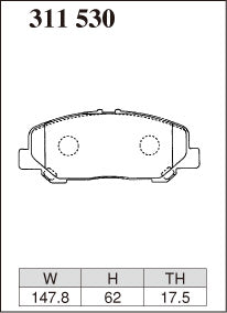 Dixcel ES Type Brake Pads - Front - Toyota Alphard AYH30W (2015-2023) - pad shape diagram
