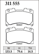 Dixcel Z Type Brake Pads - Front - GR Yaris GXPA16 - pad shape diagram