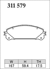 Dixcel M Type Brake Pads - Front - Toyota Alphard GGH35W (2018-2023) - pad shape diagram