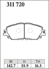 Dixcel ES Type Brake Pads - Front - Toyota C-HR NGX10 (S-T GR SPORT) - pad shape diagram