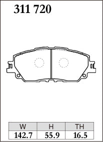Dixcel M Type Brake Pads - Front - Toyota C-HR NGX50 (S-T GR SPORT) - pad shape diagram