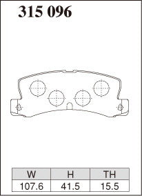 Dixcel M Type Brake Pads - Rear - Toyota Corolla AE111 - pad shape diagram