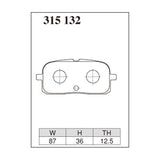 Dixcel Z Type Brake Pads - Rear - Starlet EP82/91 (Turbo / N/A, ABS) - pad shape diagram