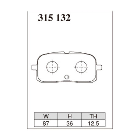 Dixcel ES Type Brake Pads - Rear - Starlet EP82/91 (Turbo / N/A, ABS) - pad shape diagram