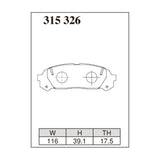Dixcel ES Type Brake Pads - Rear - JZX100 (Turbo) - pad shape diagram