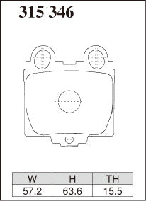 Dixcel M Type Brake Pads - Rear - Toyota Crown JZS175W - pad shape diagram