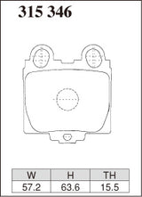 Dixcel M Type Brake Pads - Rear - Toyota Crown JZS171 (1999-2003) - pad shape diagram