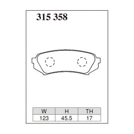 Dixcel Z Type Brake Pads - Rear - Land Cruiser UZJ100W - pad shape diagram