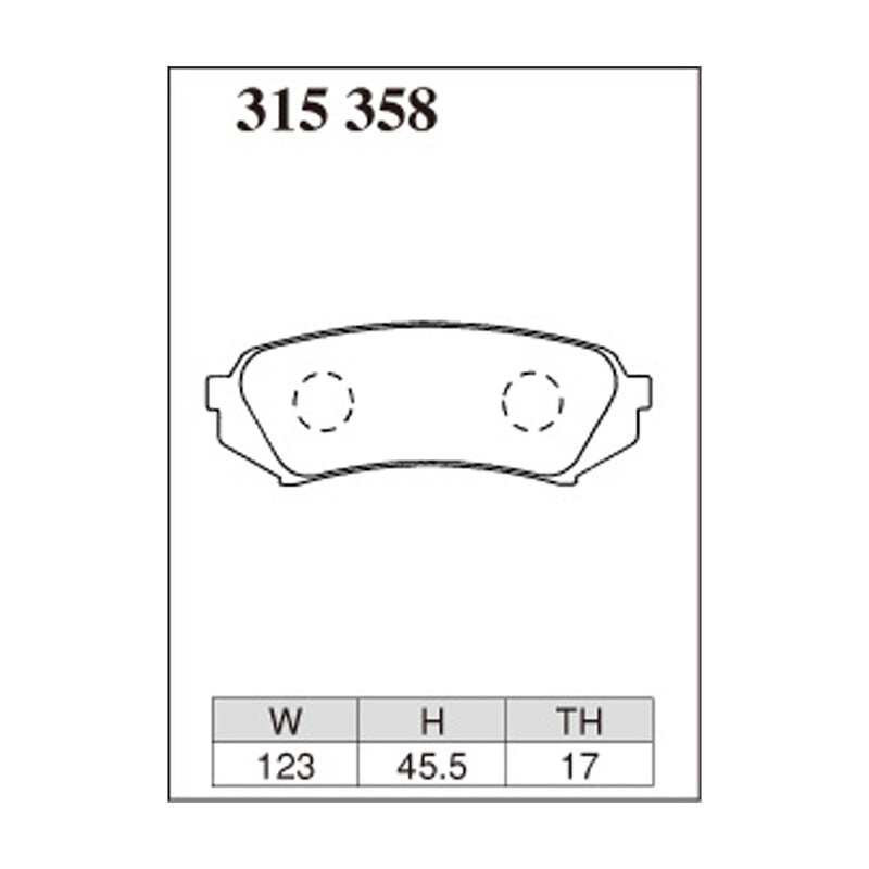 Dixcel ES Type Brake Pads - Rear - Land Cruiser UZJ100W - pad shape diagram