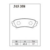 Dixcel ES Type Brake Pads - Rear - Land Cruiser UZJ100W - pad shape diagram