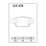 Dixcel S Type Brake Pads - Rear - S 315 478