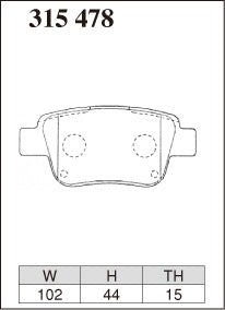 Dixcel Z Type Brake Pads - Rear - Toyota Alphard ANH25W - pad shape diagram